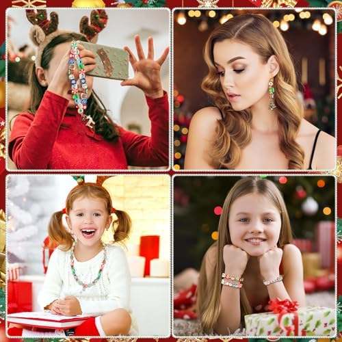 300Pcs Christmas Clay Beads, Christmas Beads for Jewelry Making