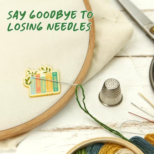 WUSUTE Book Lover‘s Needle Minder for Cross Stitch, Bookshelf Needle Minder Magnet for Organizing, Embroidery Sewing Needle Holder Needlework Accessories