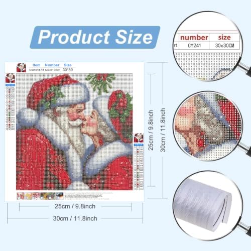 Mr. And Mrs. Santa Diamond Painting Kit, Diamond Art Painting Kits for Adults, Rhinestones Diamond Painting, Gem Art Diamond Dots Crafts for Beginners DIY, Home Wall Christmas Decor Gift, 12x12inch