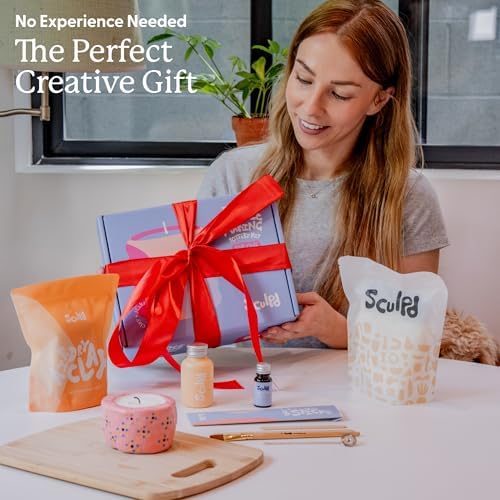 Sculpd Candle Making Kit, Air Dry Clay, 2 Candles Orange & Ginger Fragrance