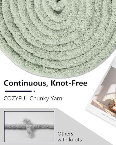 Cozyful Chunky Yarn for Hand Knitting, #9 Thick Jumbo Big Chunky Yarn for Crocheting, Super Chunky Knit Blanket Yarns, Large Chunky Chenille Yarns, 8 Pack (30 yds 8 oz Each Skein), Sage Green