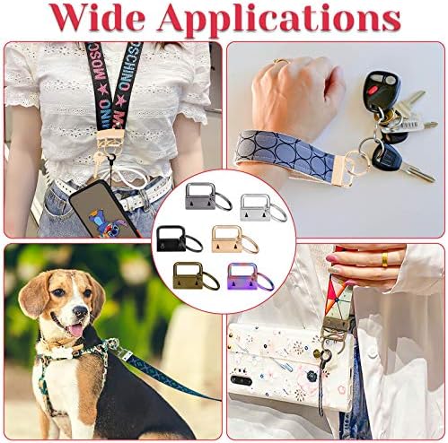 shynek Key Fob Hardware, 50PCS 1 Inch Lanyard Keychain Hardware with Key Fob Pliers Tool for Keychain and Wristlet Clamp Hardware Supplies