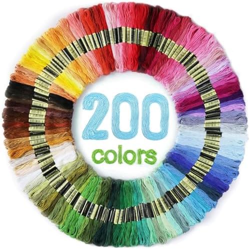 Maxee Embroidery Thread, 200 Colors Per Pack Embroidery Floss,8m Cross Stitch Threads,Friendship Bracelets Floss, Crafts Floss Rainbow Color