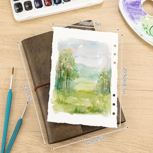 Vintage Watercolor Sketchbook, 140 Lb Cold Press Deckle Edge, 6.3 x 9 in