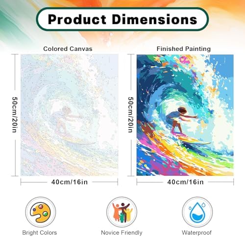 Possoco Paint by Numbers Kit for Adults Beginner & Kids Age 8-12, Colorful Easy Adult Paint by Number Kits on Canvas, DIY Acrylic Watercolor Oil Painting by Number for Teens for Home Decor 16x20 Inch