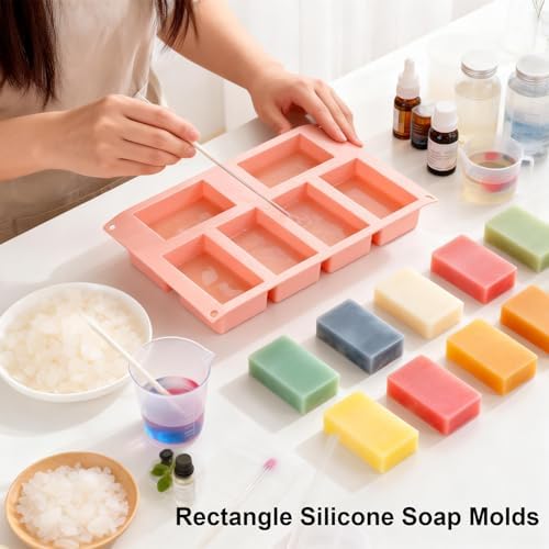Nalchios Silicone Soap Molds, 6 Cavities Rectangle Silicone Molds for Craft Soap, Loaf Bread, Ice Cube, BPA-Free, Heat Resistant, Easy Release o& Clean, Reusable Baking Pan for Home Kitchen Bakery