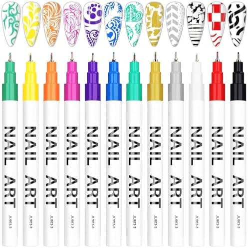 12 Color 3D Nail Art Pens Set Kalolary 0.5MM Nail Art Markers