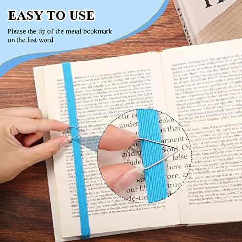 Taobary 42 Pcs Elastic Bookmarks Set with Paper Clips, Bright Color