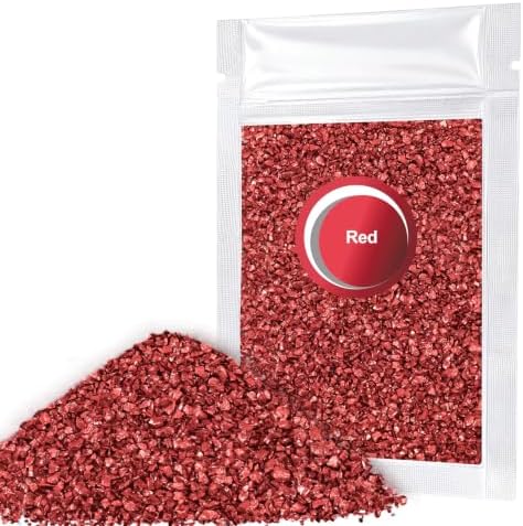 Matio 1.8oz/ 50g Crushed Glass, Red Irregular Metallic Chips