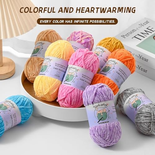 3 Pack of 300g (590yds) Fuzzy Chenille Yarn for Crocheting,Fluffy Amigurumi Crochet Yarn for DIY Craft/Hat/Clothes, Soft Velvet Baby Blanket Yarns（3 Light Pink）