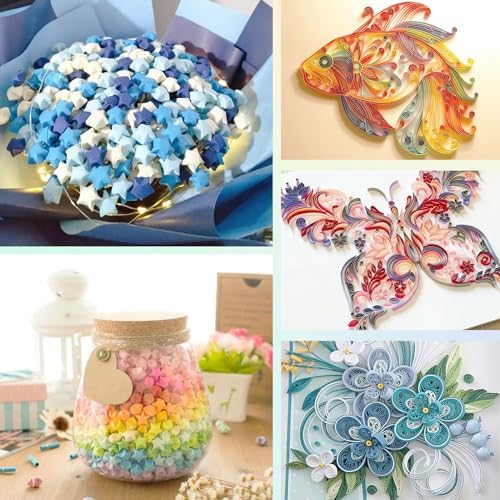 Phinus 2060 Sheets Origami Paper, 27 Assortment Colors Double Sided Star Paper Strips, 8.5 x 0.4 Inch Lucky Origami Star Paper Strips for DIY Hand Art Crafts