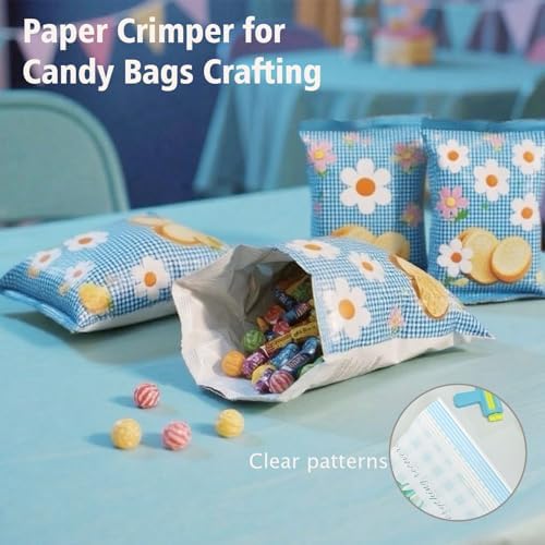 Paper Crimper for Candy and Chip Bags Crafting Kit, DIY Tool,Blue