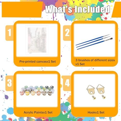 Paint by Numbers for Adults and Kids Beginner, Pink Flowers and pastoral Painting by Number On Canvas, Number Artist Paint by Number Kit DIY Oil Painting Acrylic Paints, Home Wall Decor Gift 12X16in