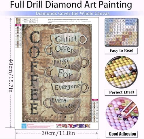 mrpwnle Coffee Diamond Art Kits for Adults Christian Diamond Painting Kits