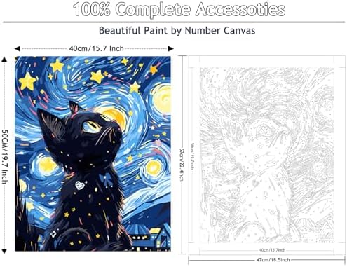 Yunnuo Paint by Numbers Kit for Adults Beginners Cat, 16x20 Inch