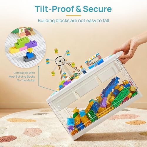 Vtopmart 24 QT Clear Plastic Storage Box with Building Baseplate Lid,2 Pack