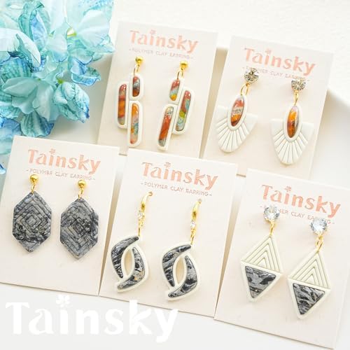 Tainsky 19 Shapes Embedded Polymer Clay Cutters - Gem Clay Jewelry Making Tools, Earring Cutters (B)