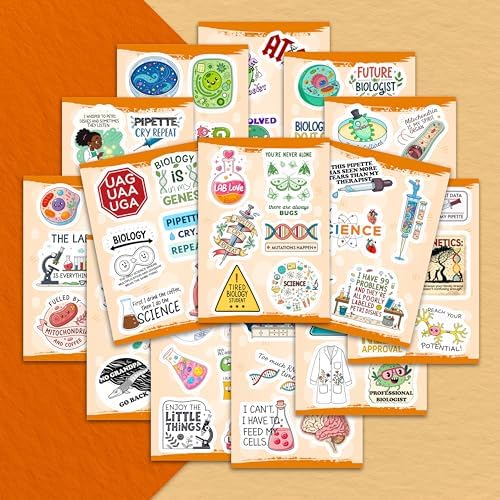 100Pcs Funny Biology Stickers for Students, for Water Bottle, Laptop - Funny Biology Gifts for Teachers - Biological Party Supplies - Science Stickers - Gift for Women & Men