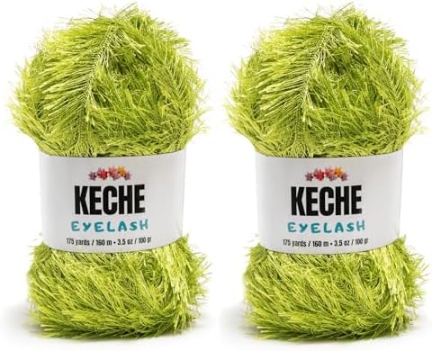 Eyelash Fun Fur Yarn - Premium Soft Crochet Yarn DIY Hand Knitting 100% Polyester 175 Yds 3.53 Oz (Pack of 2) - Avocado