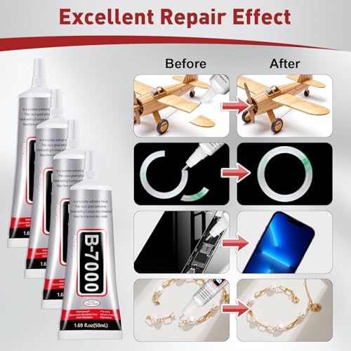 4 PCS 50ml B7000 Glue Clear with Precision Tip, Bedazzling Glue