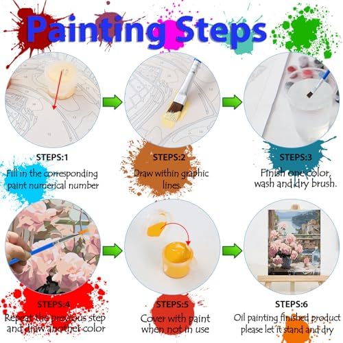 Arpilul Flowers Paint by Number for Adults-Paint by Numbers for Adults Beginner, Adult Paint by Number Kits on Canvas for Home Wall Art Decoration and Gifts 16x20Inch(Z-YH39)