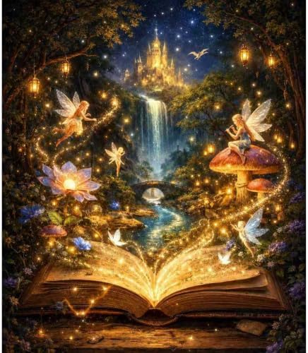 Magic Paint by Numbers Kit for Adults, Book Adult Paint by Number 16x20 in | Castle Canvas Paint by Numbers for Adults for Home Wall Decor Gifts,DIY Acrylic Oil Painting Pre Drawn Canvas Stress Relief