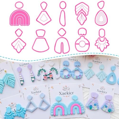 Xaekicr Abstract Shapes Polymer Clay Cutters Set – Clay Cutters for Polymer Molds, Clay Earring and Versatile Tools