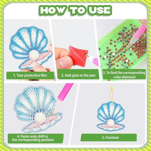 12 PCS Diamond Art Keychain Kits, DIY Diamond Painting Crafts, Beginner Art Kit, Arts & Crafts Gift