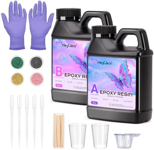 HeyClear Epoxy Resin Kit 32oz Crystal Clear, Hard, DIY Crafts for Adults