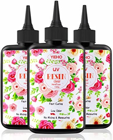 YIEHO 300g UV Resin Glue Crystal Clear, Hard UV Epoxy Resin for Crafting | Upgraded Hard Type UV Light Resin Up Premixed UV Cure Resina for Jewelry Making