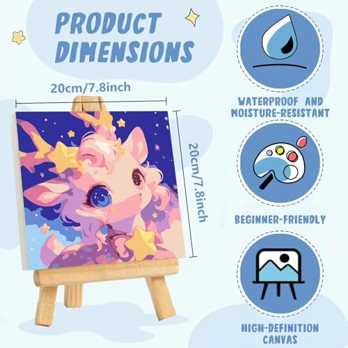 XTCIXAL Paint by Numbers Kit for Kids with Frame, Deer, 8X8 inch