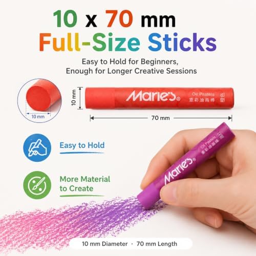 Oil Pastels for Artists, 10 x 70 mm, Metal Tin, 48 Colors + 4 White, 52 Pcs