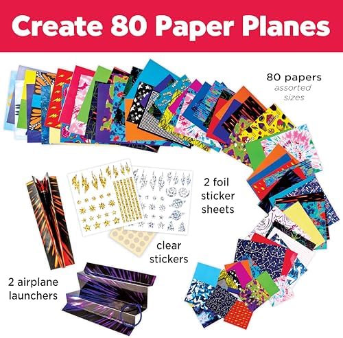 Creativity for Kids Stunt Squadron Fold & Launch Paper Airplanes: Create 80 Paper Airplanes, STEM Science Kit for Kids, Airplane Craft Kit for Kids, Gifts and Toys for Boys (Ages 6+)
