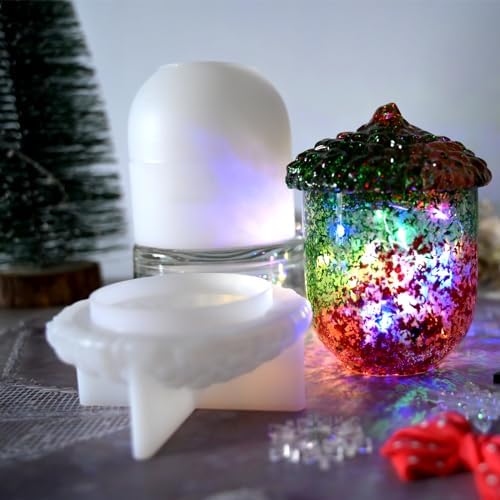 Christmas Pinecone Jar Silicone Mold with Lid, Xmas Resin Jar Mold