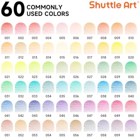 Shuttle Art 60 Pastel Colored Pencils, Colored Pencils for Adult Coloring, Soft Core Pencil in Gift Tin Box, Drawing Pencil for Kids Adults Beginners Artists Drawing Coloring Sketching