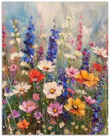 Alptiny Wild Flowers Paint by Numbers Kit for Adults Beginner, Colorful Flower Paint by Number Kits on Canvas, DIY Floral Oil Painting Kit for Relaxation & Home Decor, 16x20 Inch