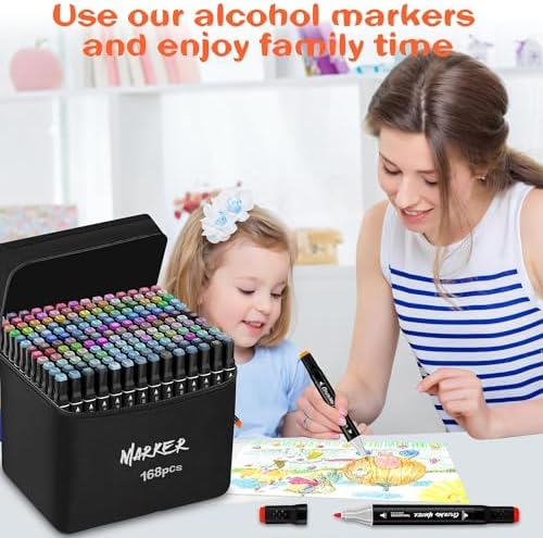 KJSHUANGTANG Alcohol Markers, 168 Colors Dual Tip Art Markers, Drawing, Coloring Marker for Sketching Adult Coloring