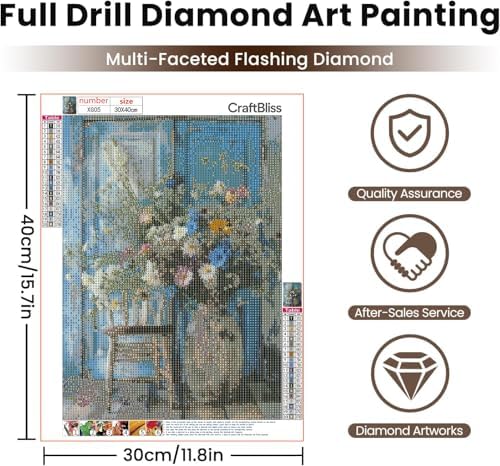 CraftBliss Flower Diamond Painting Kits for Adults - 5D Full Drill Diamond Art Set for Beginners, Mandala Floral Gem Art DIY Paint with Diamonds for Home Wall Decor, 12x16 Inch