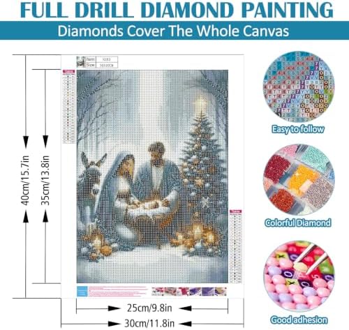 LKHMVCA Nativity Diamond Art Kits for Adults, 5D Diamond Painting Kits for Adults Beginners, DIY Full Round Drill Diamond Dot Painting Gem Art Kits for Adult, Home Wall Decor 11.8x15.7 Inch