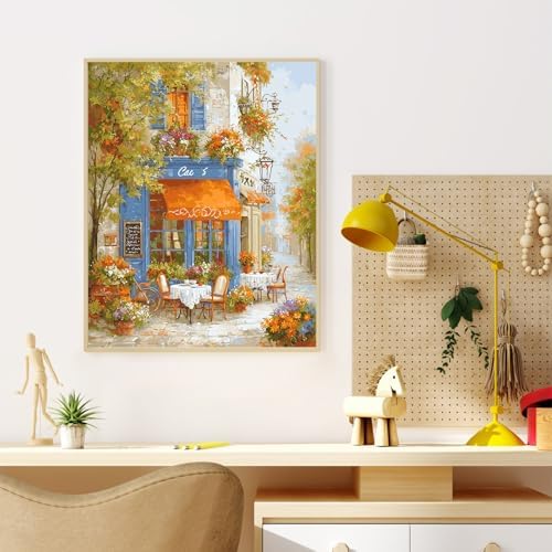 Coffee Shop Paint by Numbers Kit for Adults Without Frame 16x20 IN