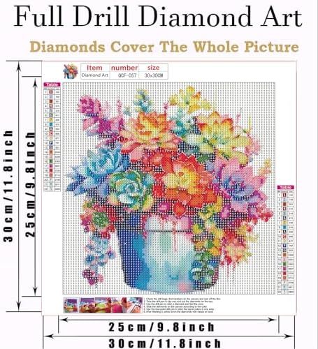 EIBEILI Diamond Painting Kits for Adults DIY 5D Diamond Art Paint with Round Diamonds Full Dril Gem Succulents Art Painting Kit for Home Wall Decor Gifts 12x12inch