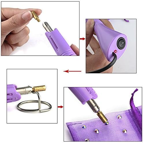Rhinestone Applicator Gun Hotfix Tool Bedazzler Kit for DIY Crafting (Purple)