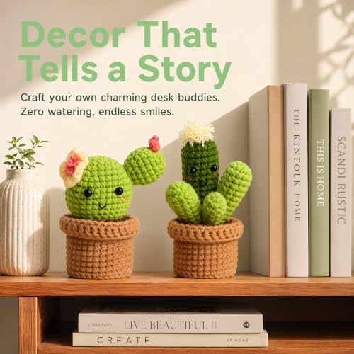 Huacan Crochet Kit for Beginners - 5 Styles Plant Crochet Kit with Step-by-Step Video Tutorials Easy to Learn Beginner Crochet Kit for Adults Gifts for Women