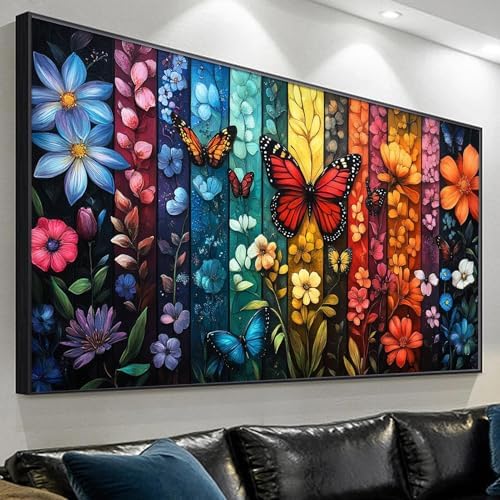 YALKIN Paint by Numbers Kit for Adults, Flower Adults'paint-by-Number Kits on Canvas, DIY Acrylic Oil Painting by Numbers Kits, Perfect for Home Decor, Gifts 28x16in