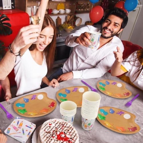Art Party Supplies 100 PCS Paint Party Tableware Set