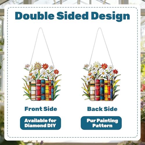 CRZMODE Book Diamond Art Hanging Kit for Adults, Book Pendant Diamonds Painting Art Kit, Special Crystal Diamond Art Painting Pendant Ornament, Craft Gift for Women Home Window Decor