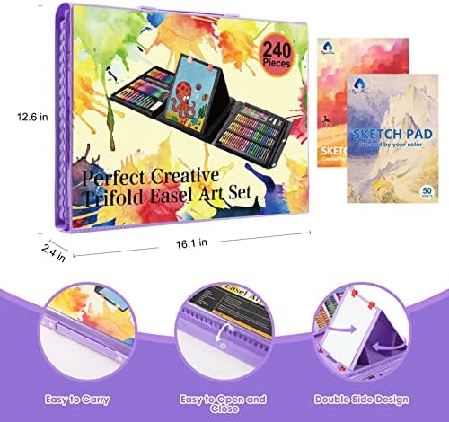 VigorFun Art Supplies, 240 PCS Drawing Art Kit, Gifts for Kids Girls Teens