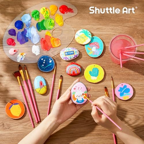 Shuttle Art 12 PCS Paint Brush Set with Case, Assorted Shapes & Sizes for Acrylic, Watercolor, Oil, and Gouache, Perfect Artist Brushes for Kids, Beginners, and Professionals, Ideal for Home or Travel