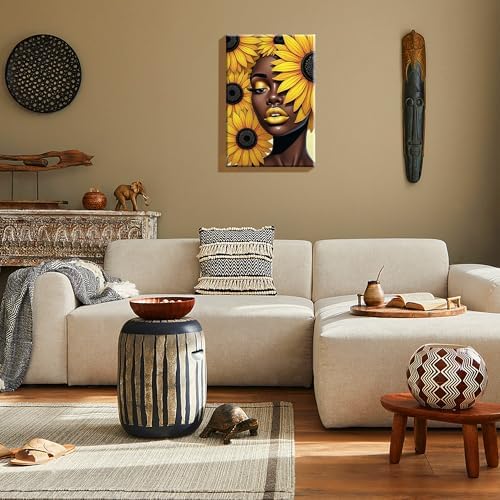 HeeBenor Framed Paint by Numbers Kit for Adults, Black Women, 8x12 Inch