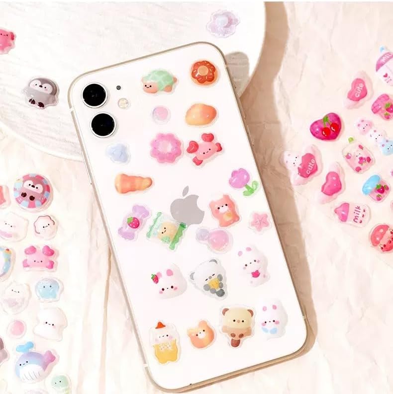 3D Puffy Stickers 6 Sheets 300+ Kawaii Stickers for Phone Case & Handbooks ﻿ ﻿